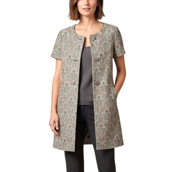 BB Dakota Jackets & Blazers - BB DAKOTA Lined TAN/METALLIC BROCADE TWEED 2-Buttons CARDIGAN JACKET Sz S